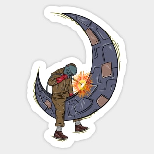 Welder Moon Sticker